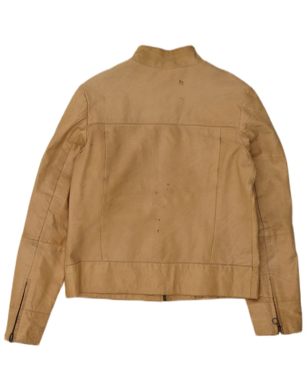 Conbipel Womens Leather Jacket IT 44 Medium Beige