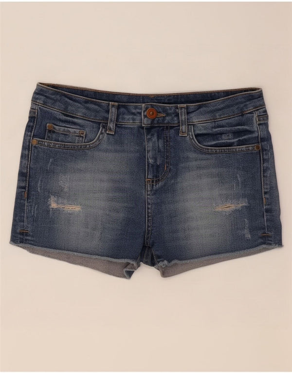 Женские джинсовые шорты Zara с потертостями EU 36, маленькие W26, синие, хлопок