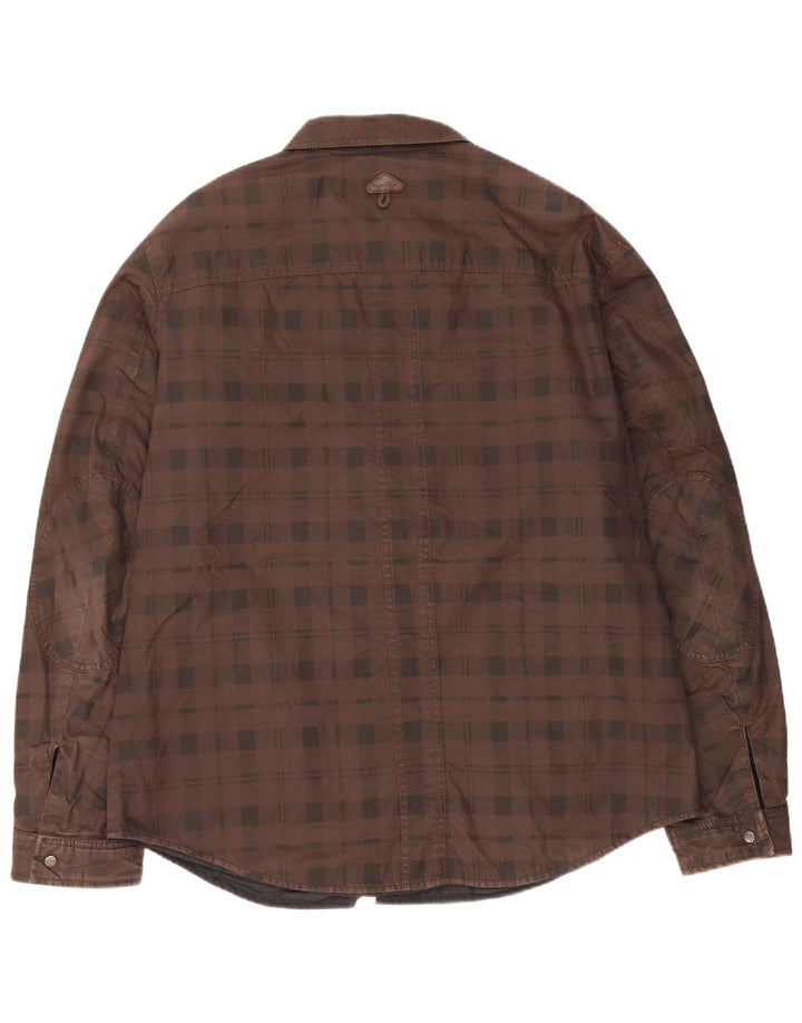 Мужская двусторонняя рубашка Massimo Dutti 2XL, коричневая клетка в клетку, нейлон