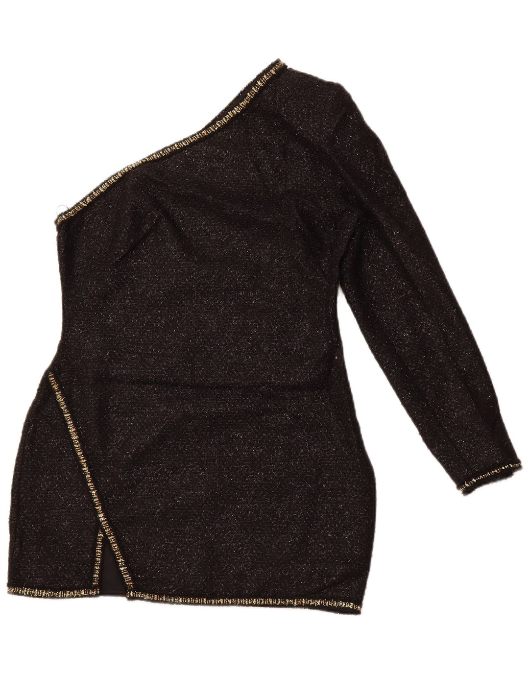 Женская туника ZARA на одно плечо, Великобритания, 14, большой черный акрил в крапинку