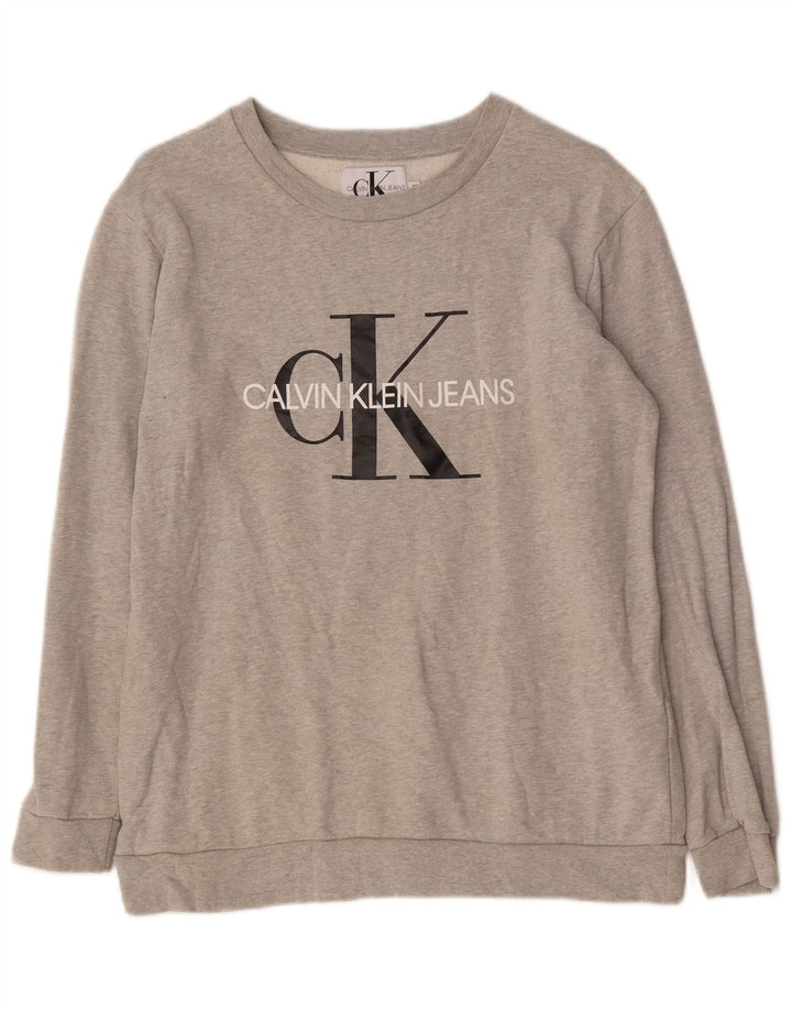 Женский свитер-толстовка Calvin Klein Jeans UK 14, средний серый в крапинку