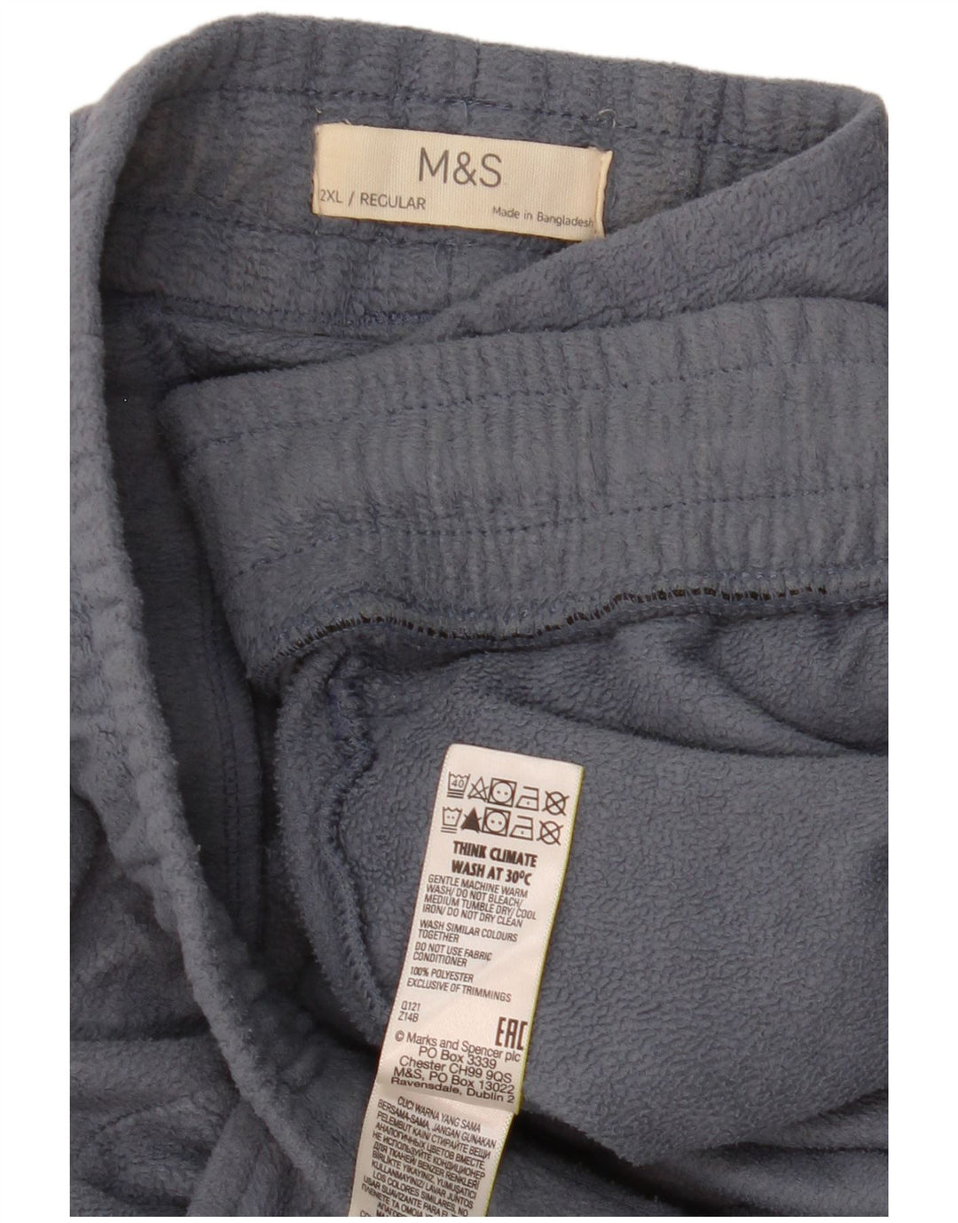 Мужские флисовые спортивные брюки MARKS & SPENCER 2XL синие, полиэстер