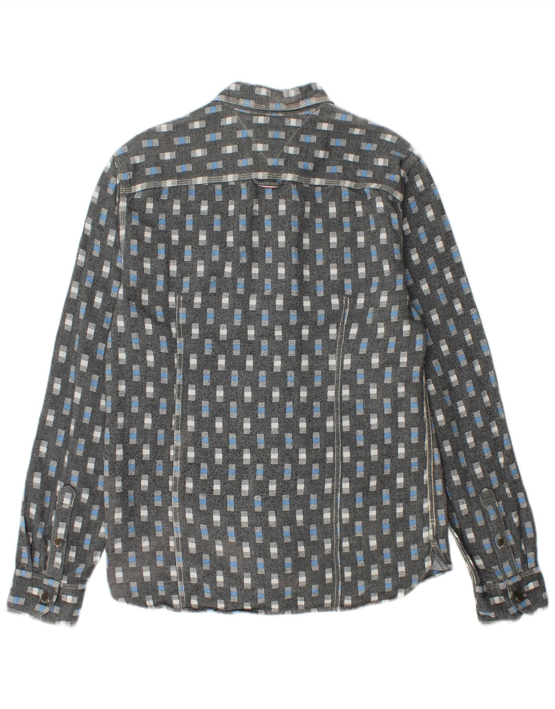 TOMMY HILFIGER Мужская рубашка большого размера из хлопка с геометрическим рисунком серого цвета