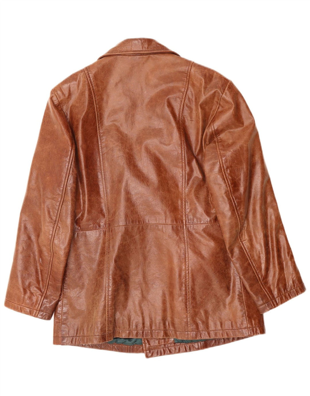 ВИНТАЖНОЕ Мужское кожаное пальто UK 38 Средне-коричневый кожаный