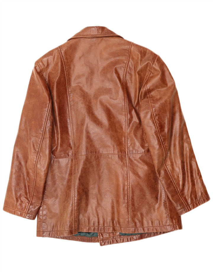 ВИНТАЖНОЕ Мужское кожаное пальто UK 38 Средне-коричневый кожаный