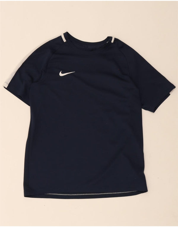 Футболка Nike Dri Fit для мальчиков, топ 13–14 лет, темно-синий, полиэстер с цветными блоками