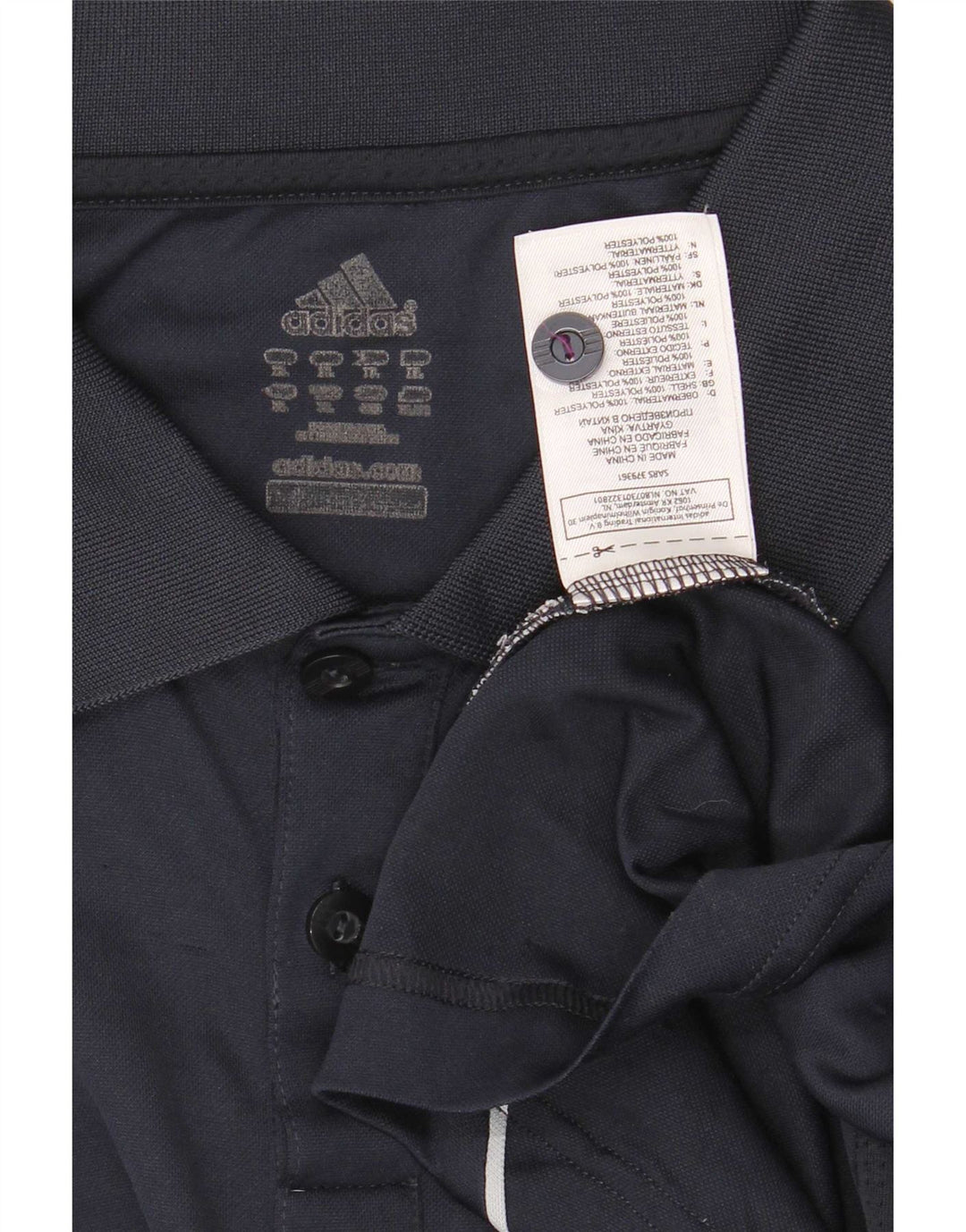 Мужская рубашка-поло Adidas Climacool XL, темно-синяя, полиэстер с цветными блоками