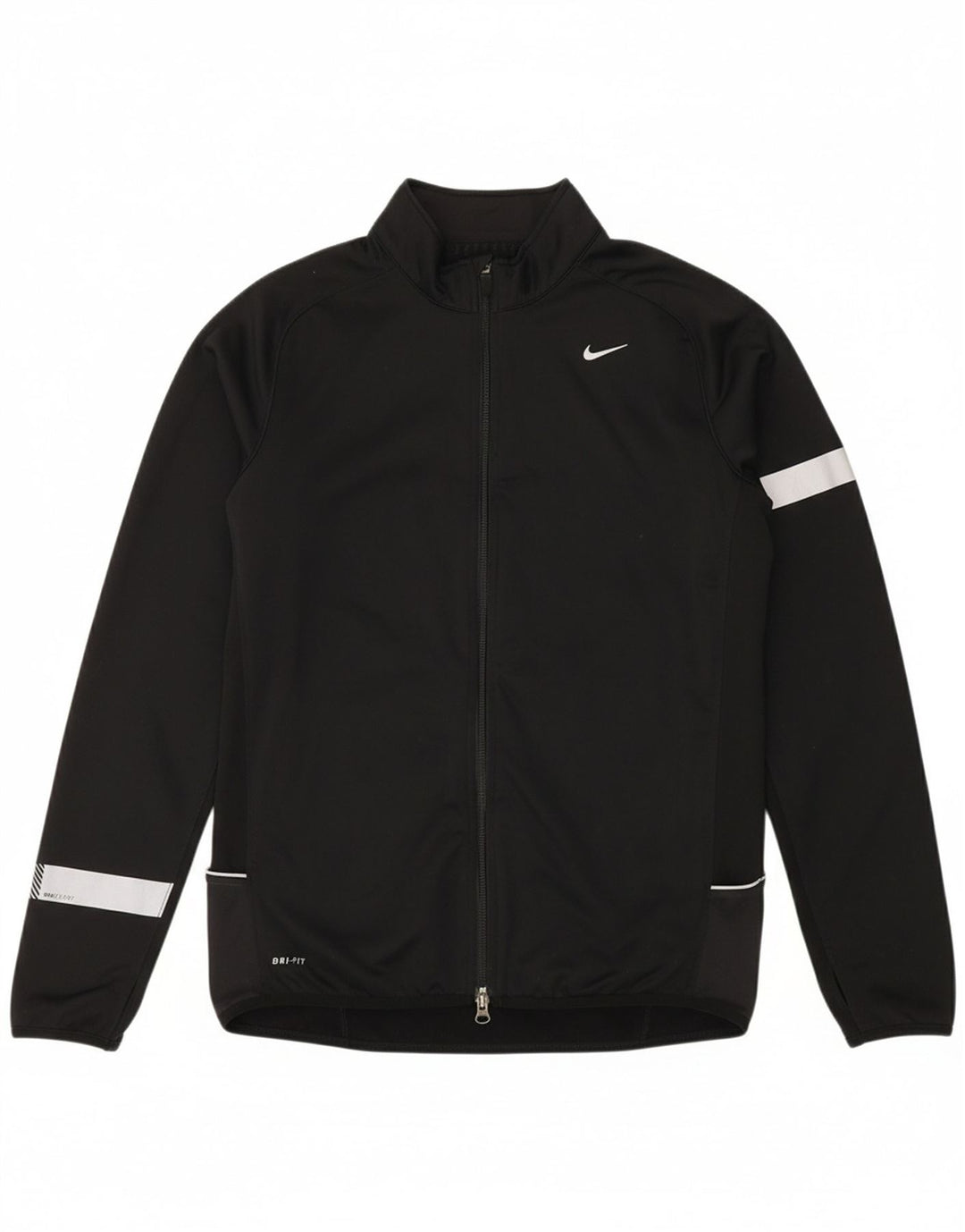 NIKE Mens Dri Fit Tracksuit Top Jacket Medium Black Colourblock Polyester