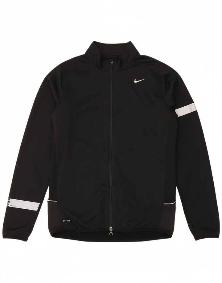 NIKE Mens Dri Fit Tracksuit Top Jacket Medium Black Colourblock Polyester