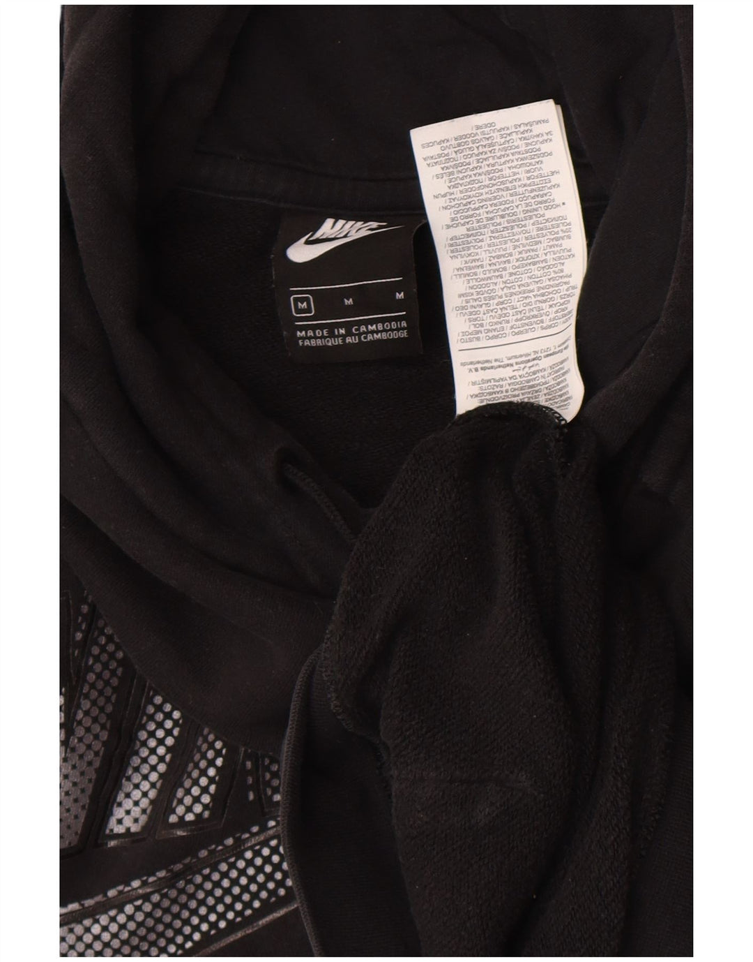 Мужской джемпер с капюшоном с рисунком Nike, средний черный, хлопковый