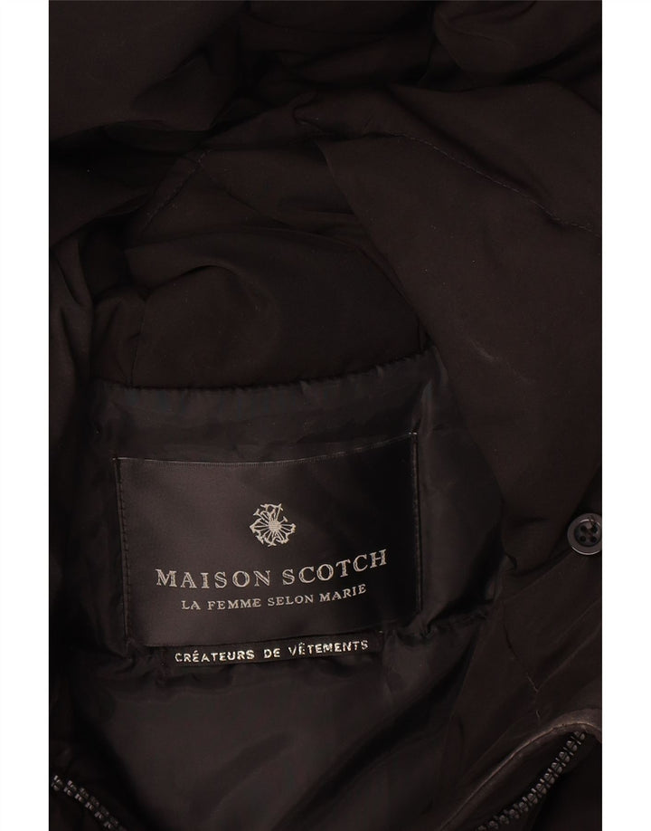 Женское стеганое пальто с капюшоном Maison Scotch UK 14, средний черный полиэстер
