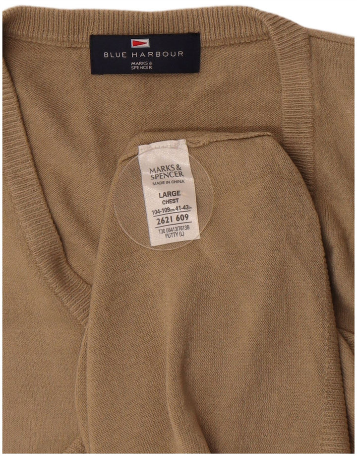 Мужская майка Mark & Spencer Blue Harbour Vest, большая, бежевая, акрил