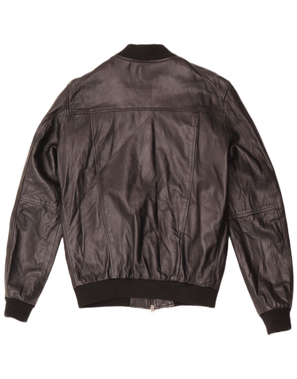 Винтажная мужская кожаная куртка-бомбер IT 48 Medium Black Leather