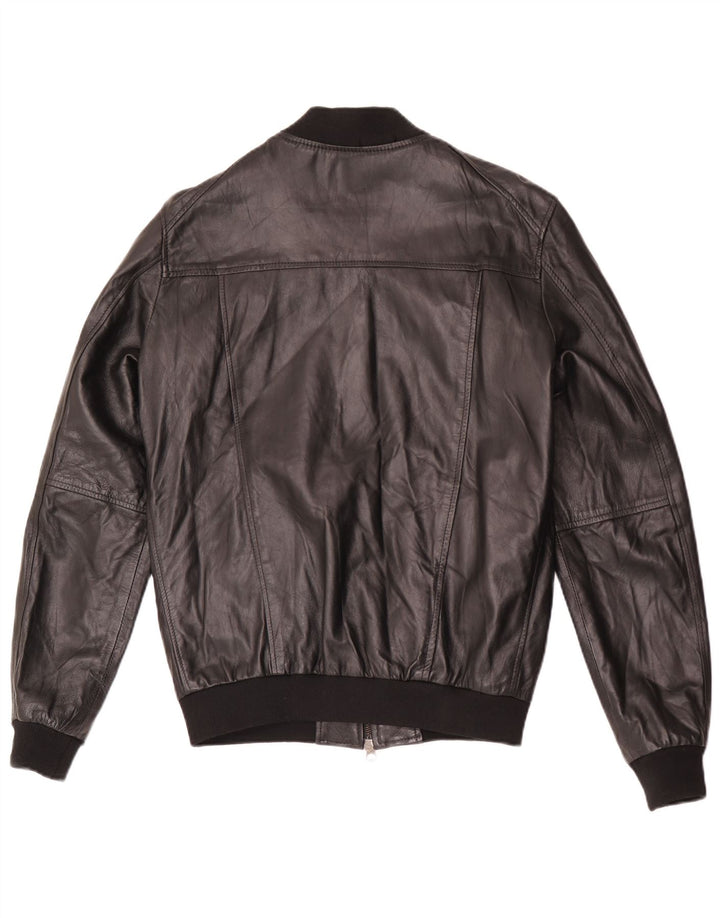 Винтажная мужская кожаная куртка-бомбер IT 48 Medium Black Leather