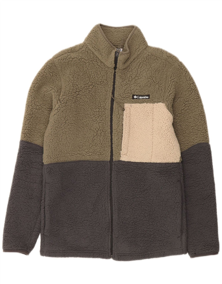 Мужская флисовая куртка Columbia UK 36, маленький цвет хаки, полиэстер с цветными блоками