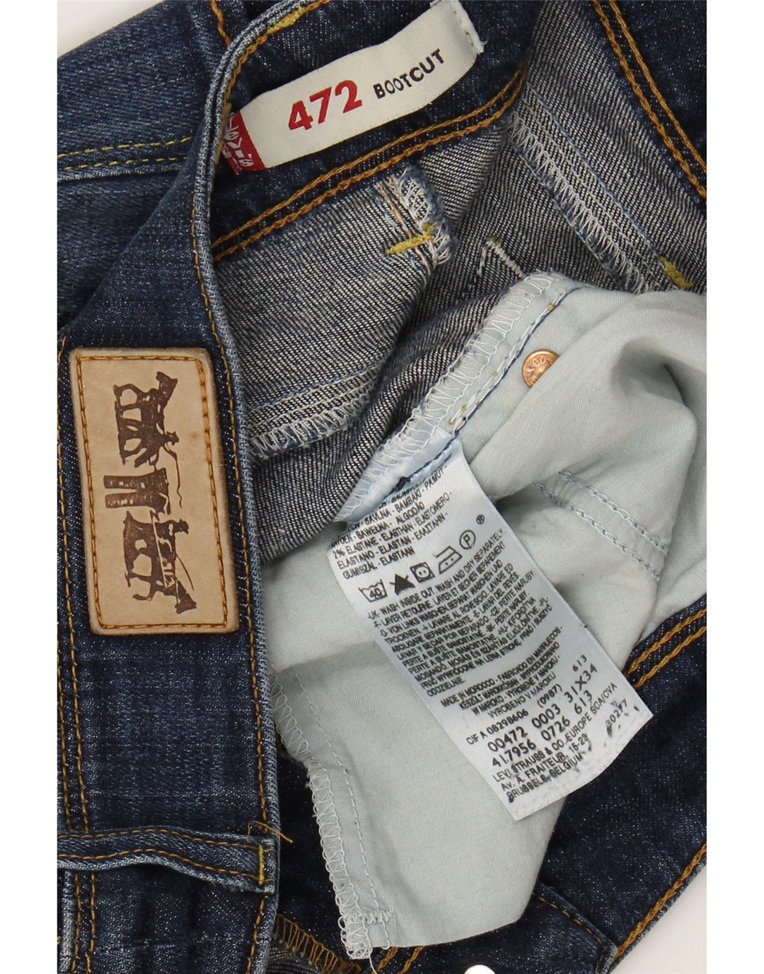 Женские джинсы LEVI'S 472 с низкой талией Bootcut W31 L34 Синие, хлопок