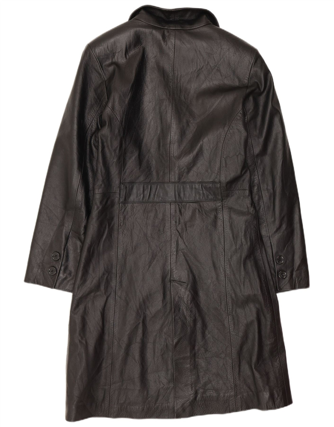 Винтажное женское кожаное пальто IT 40 маленькое черное кожаное