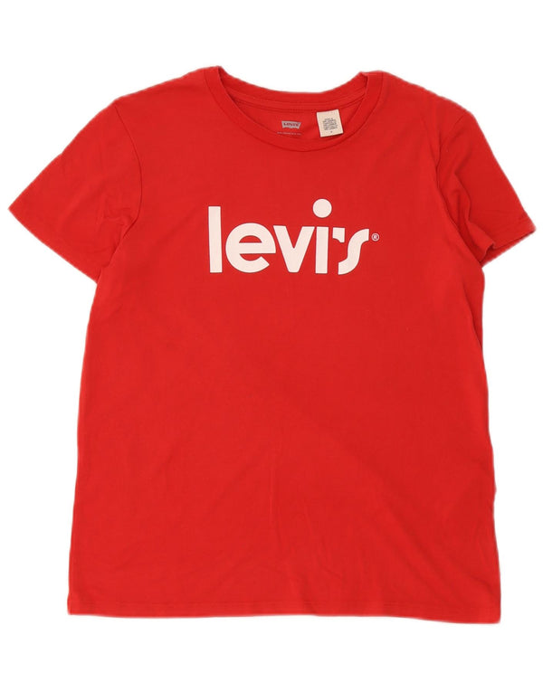 Женская футболка с рисунком Levi's Top UK 12, средний красный модал