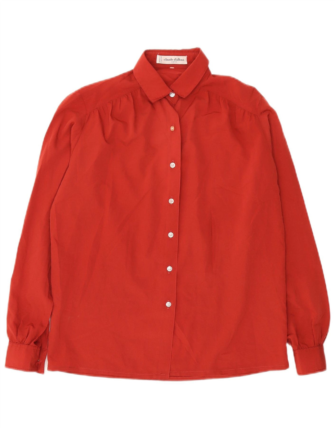 Винтажная женская блузка-рубашка UK 14, большой бордовый полиэстер