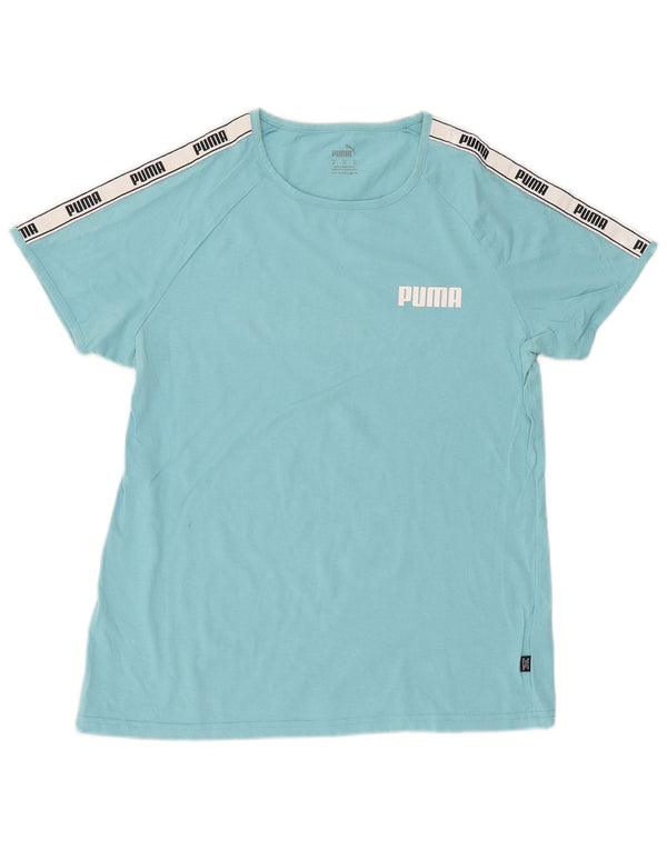 Женская футболка с рисунком Puma Top UK 18 XL, синяя с цветными блоками