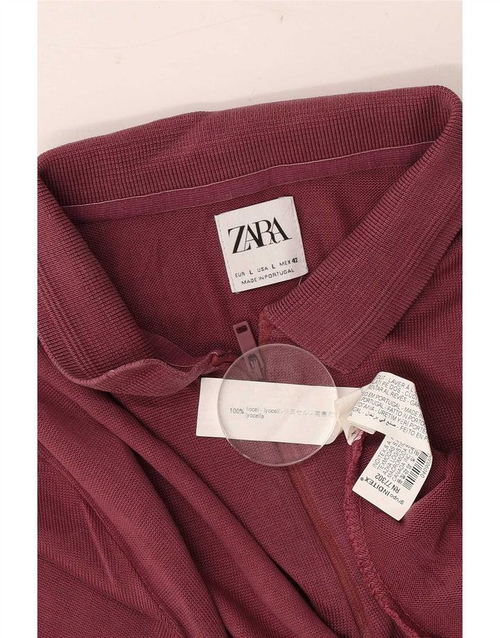 Мужская рубашка-поло Zara, большая, бордовая, лиоцелл