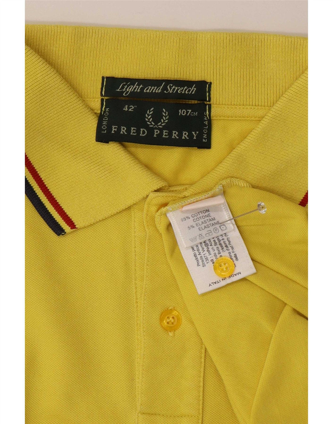 Мужская рубашка-поло Fred Perry, хлопок в желтую полоску среднего размера