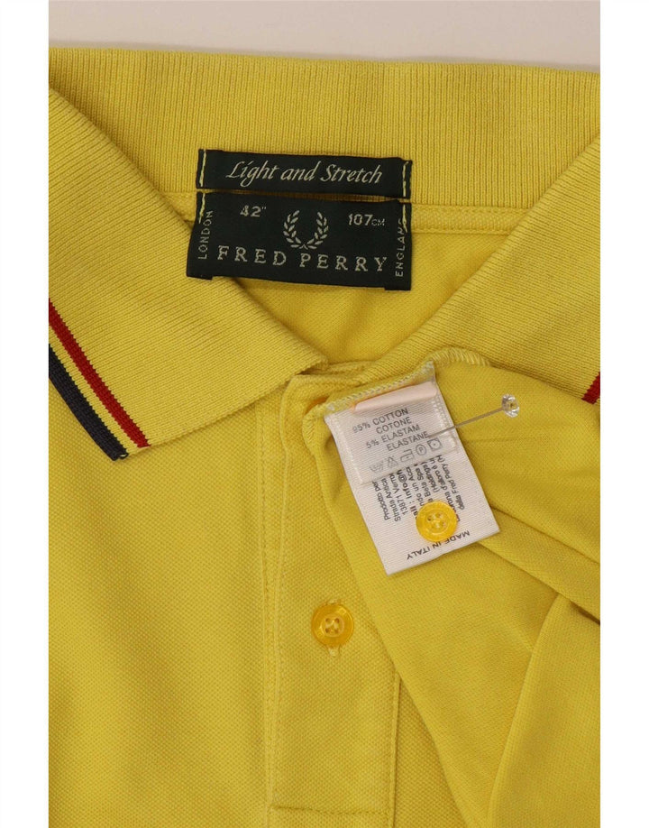 Мужская рубашка-поло Fred Perry, хлопок в желтую полоску среднего размера
