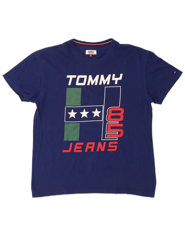 Мужская футболка с рисунком Tommy Hilfiger, большой темно-синий хлопок