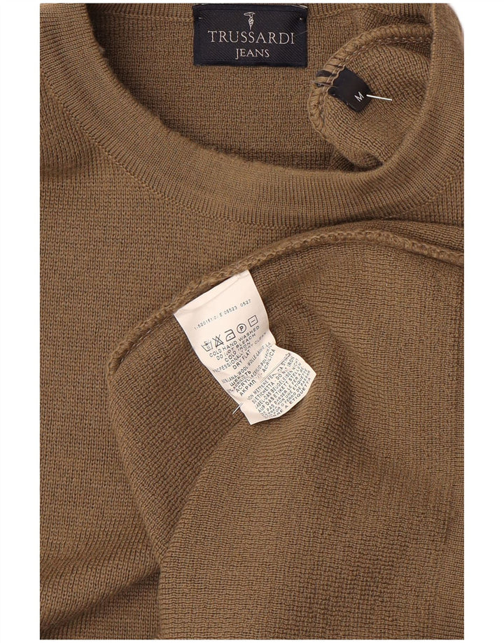 Мужской джемпер с круглым вырезом Trussardi Jeans, средний коричневый шерстяной свитер