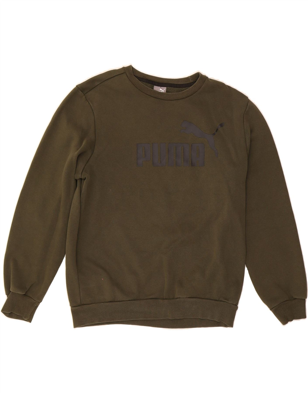 PUMA Mens Graphic Sweatshirt Jumper Medium Khaki Cotton Vintage Puma and Second-Hand Puma from Messina Hembry 