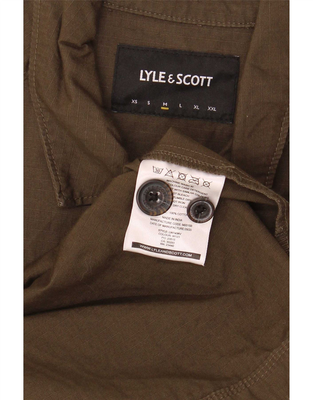 Мужская рубашка Lyle & Scott из хлопка среднего цвета хаки
