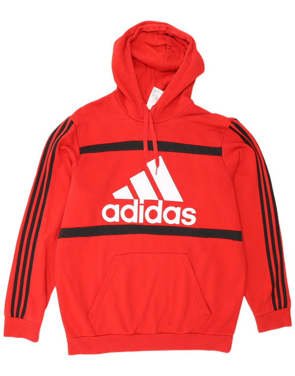 Мужской джемпер с капюшоном Adidas с рисунком XL, красный хлопок