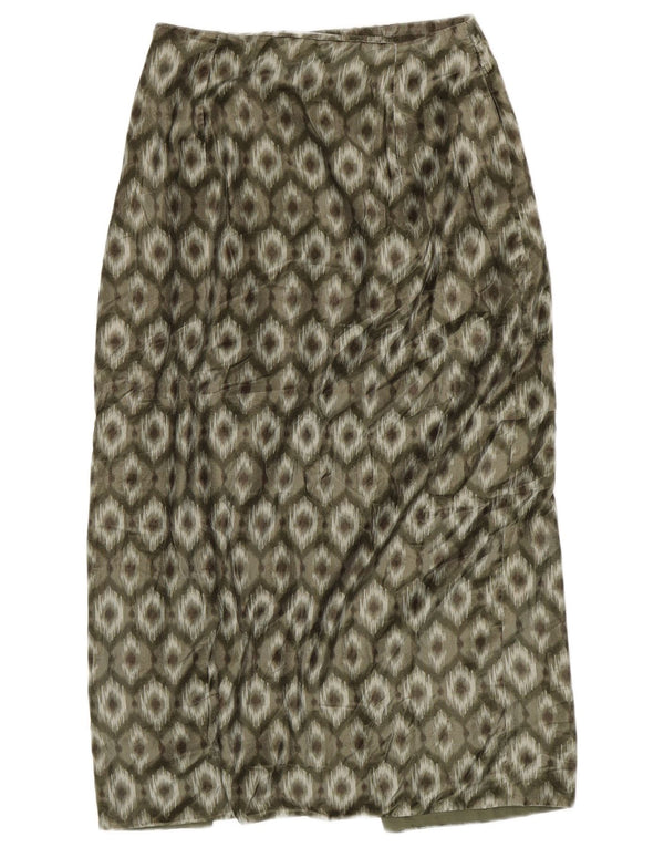 Женская юбка-миди Zara XS W24 зеленая с геометрическим рисунком