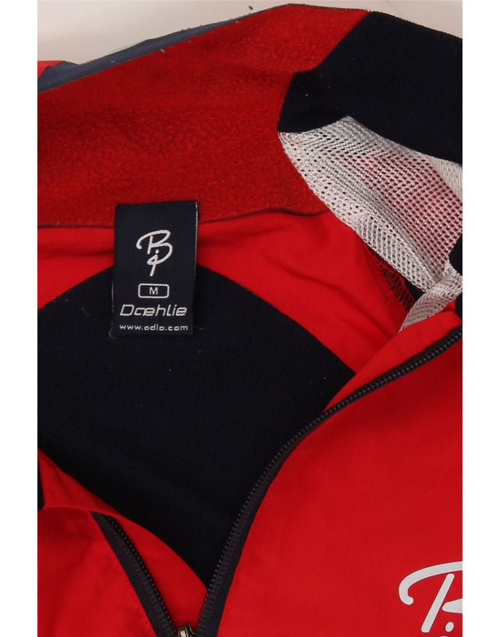 ODLO Mens Zip Neck Pullover Tracksuit Top Medium Red Colourblock Polyester Vintage Odlo and Second-Hand Odlo from Messina Hembry 