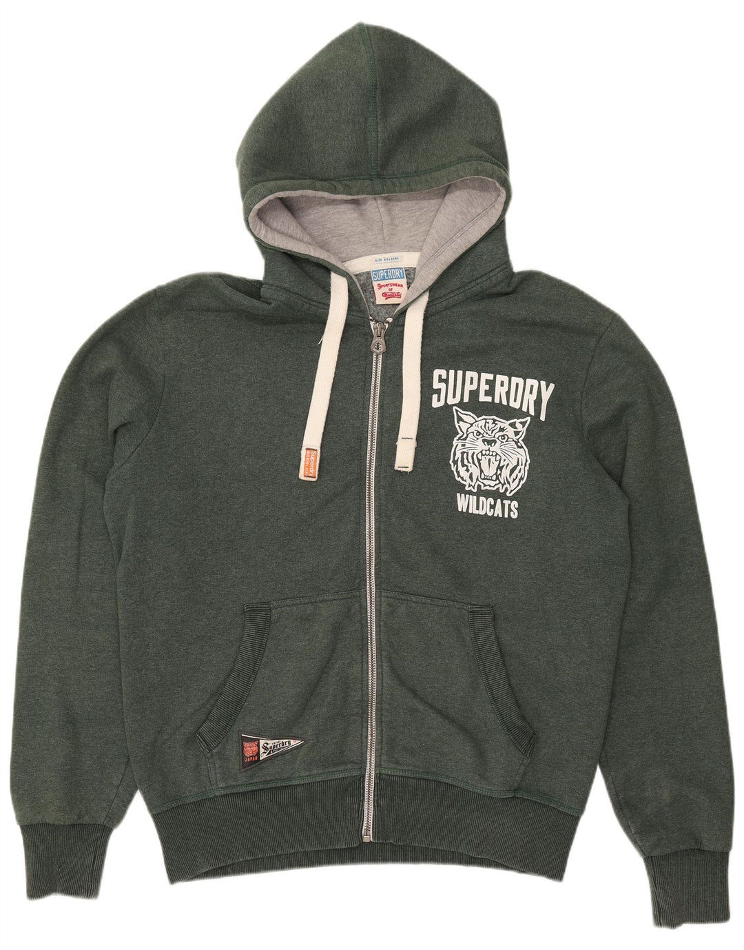 SUPERDRY Мужской свитер с капюшоном и молнией с рисунком, 2XL, хаки, полиэстер