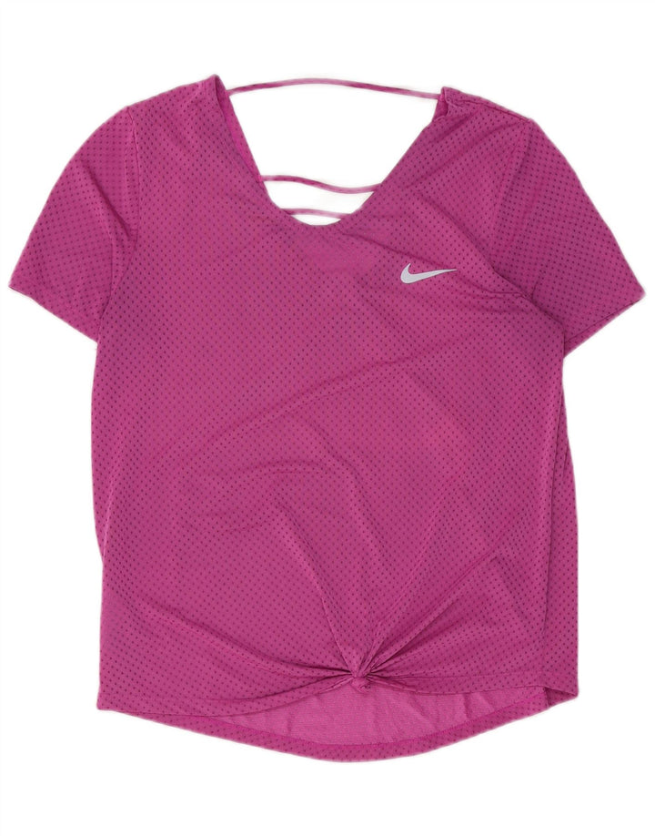 Женская футболка NIKE Dri Fit Top UK 14, средний розовый в пятнистый полиэстер