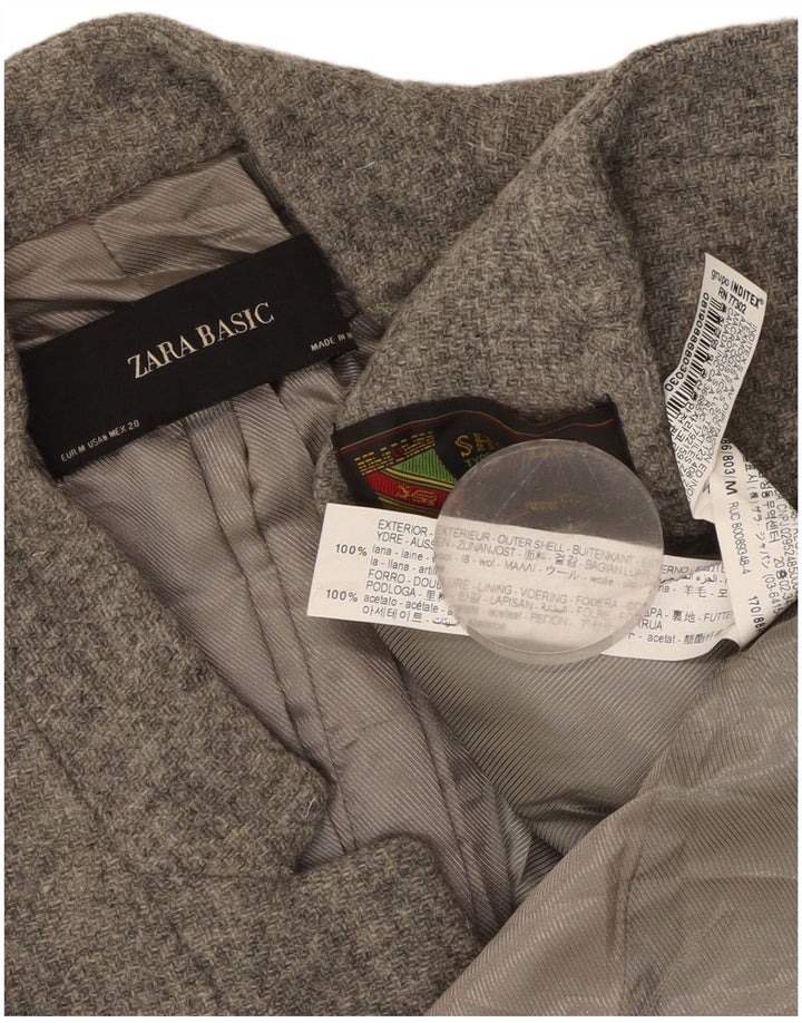 Женский удлиненный пиджак Zara UK 12, шерсть среднего серого цвета