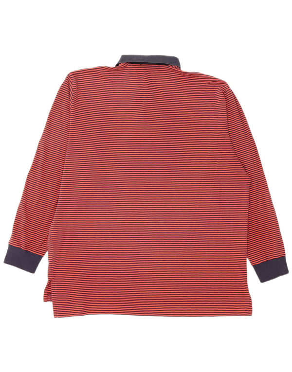 Мужская рубашка-поло для регби с длинным рукавом Polo Ralph Lauren XL, хлопковая красная полоска в тонкую полоску