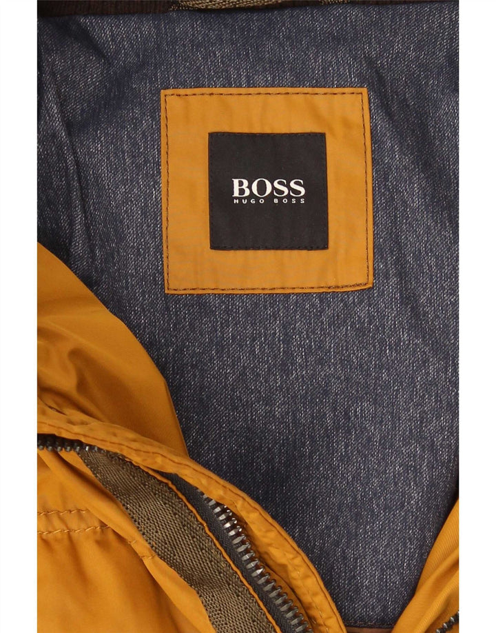 Мужская стеганая куртка с капюшоном Hugo Boss UK 40, большая, желтая