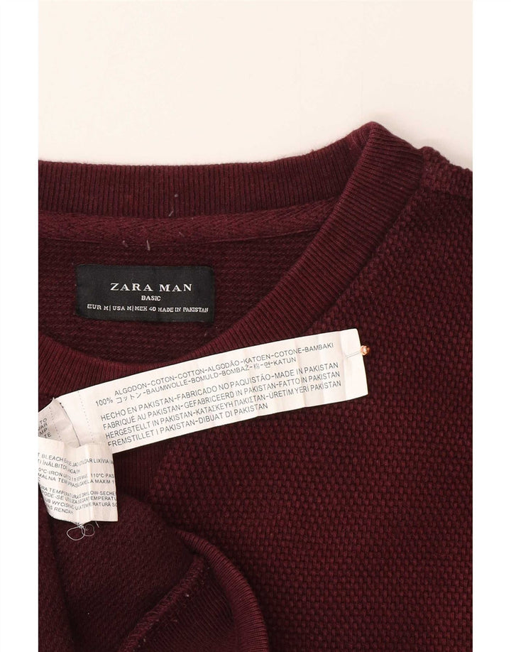 Мужской свитер Zara, джемпер среднего цвета, бордовый, хлопок