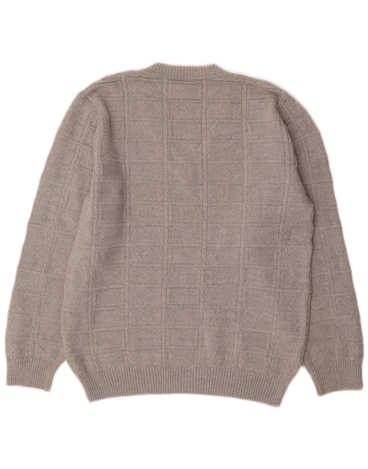 Винтажный мужской джемпер с v-образным вырезом IT 50, средний серый полиакрил