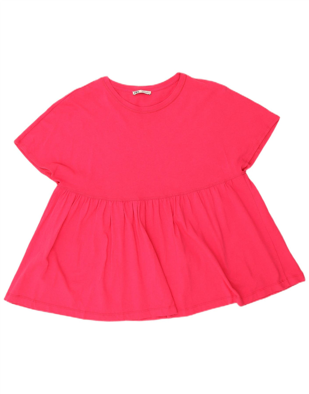 Женская футболка оверсайз Zara Top UK 14, хлопковый средний розовый цвет