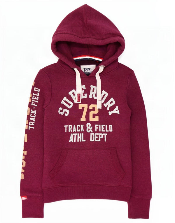 Женский джемпер с капюшоном Superdry UK 2 2XS Темно-бордовый хлопок