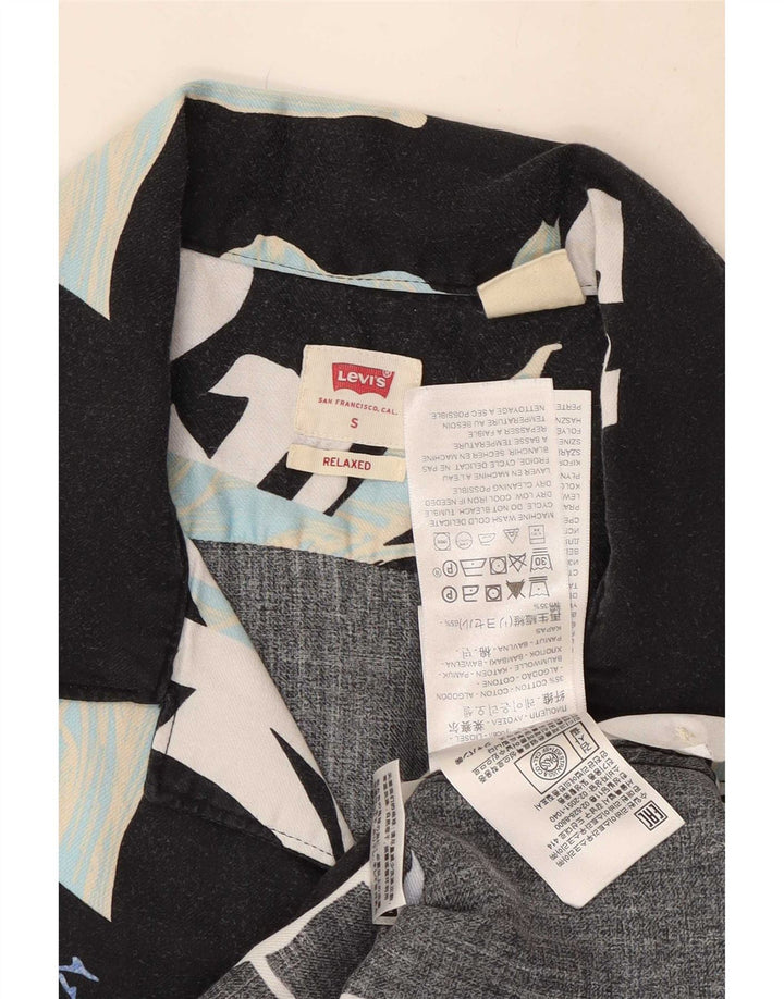 Мужская свободная рубашка с коротким рукавом Levi's, маленькая черная лайкра с цветочным принтом