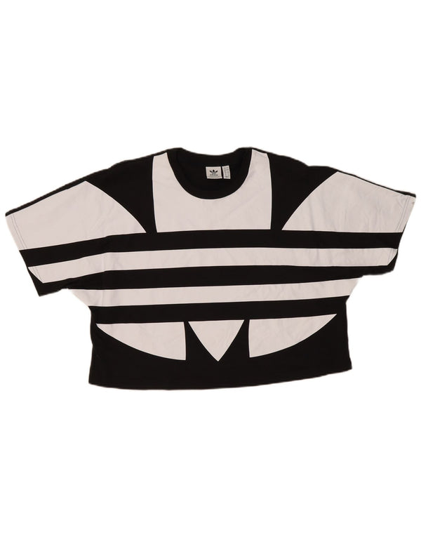 Женская укороченная футболка с рисунком Adidas Oversized Top UK 12, средний черный хлопок