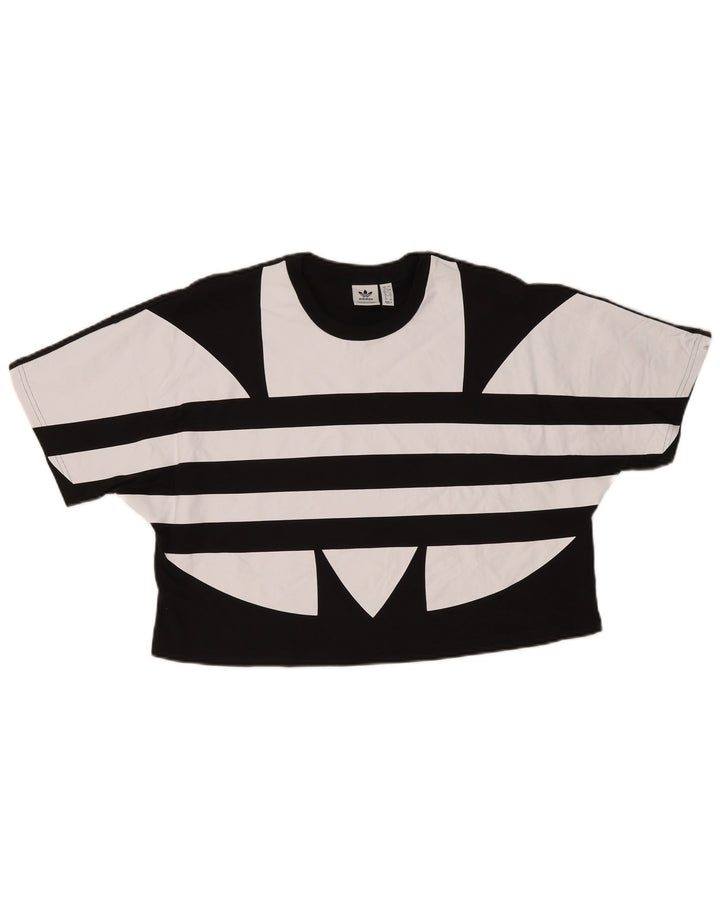 Женская укороченная футболка с рисунком Adidas Oversized Top UK 12, средний черный хлопок