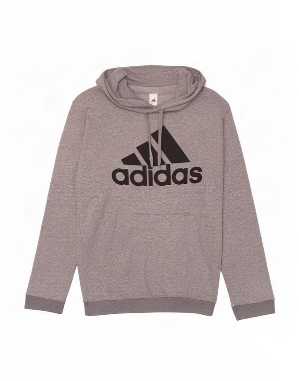 Мужской джемпер с капюшоном Adidas с рисунком, средний серый хлопок с крапинками