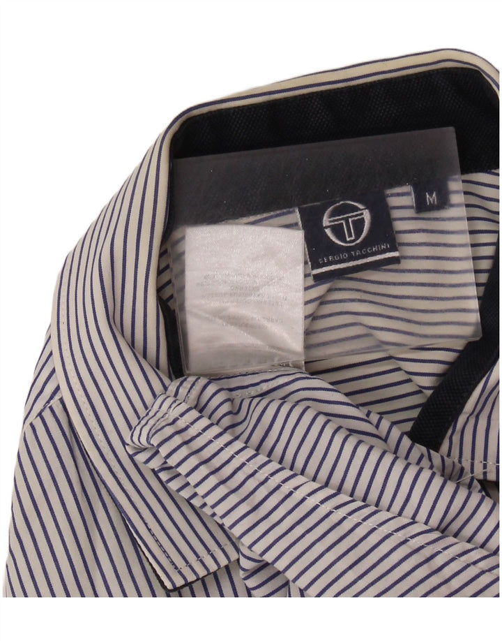 SERGIO TACCHINI Мужская рубашка с коротким рукавом, средний темно-синий в тонкую полоску, хлопок