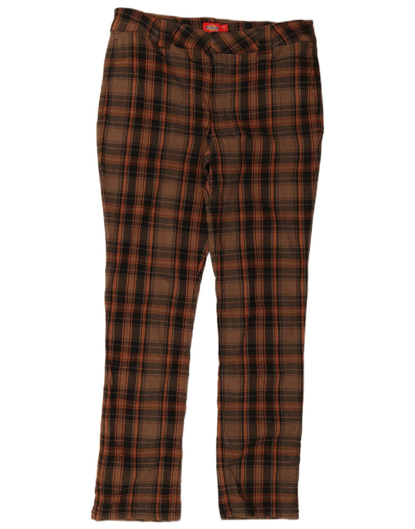 Женские брюки чинос скинни Dickies, размер США 13, большие W34 L30, коричневый вискоза в клетку