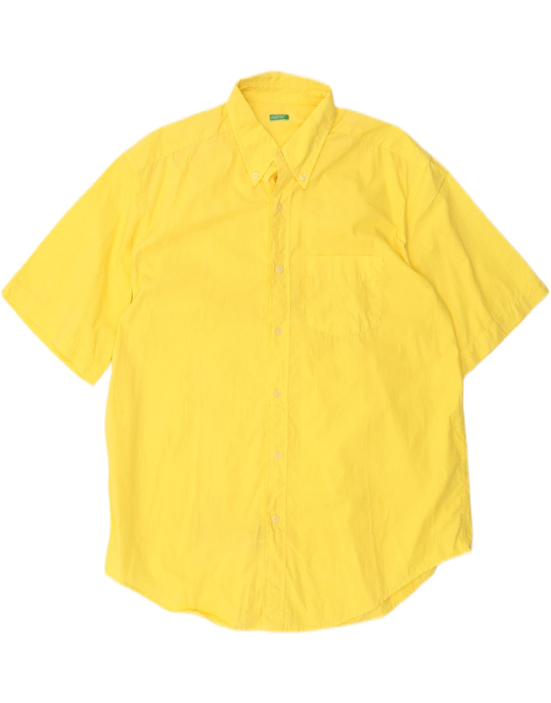 BENETTON Мужская рубашка с коротким рукавом XL, желтый хлопок
